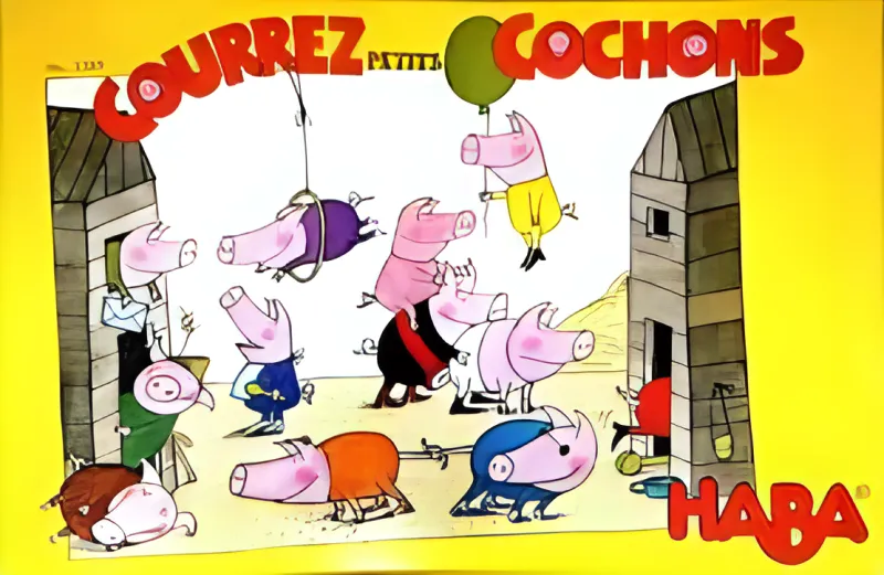 Boîte du jeu Courrez petits cochons